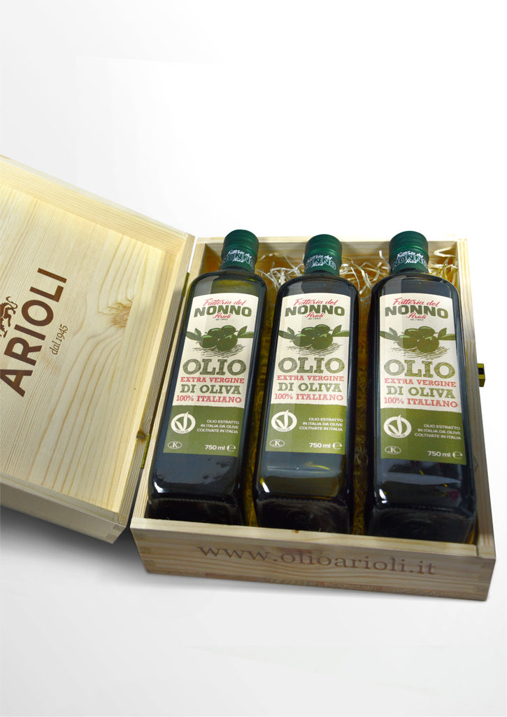Confezione Regalo Olio extra vergine di oliva Fattoria del Nonno 100% Italiano Vegan OK
